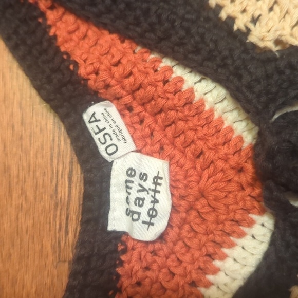 Crochet Long Poncho Multi Color Striped brown/cream/rust Hippie Festival OS - Picture 10 of 12